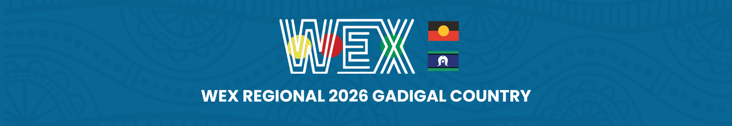 WEX Regional 2026 Gadigal Country banner on a blue background